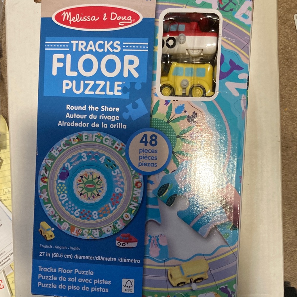 Melissa & Doug Tracks Floor Puzzle - Blue and Yellow
